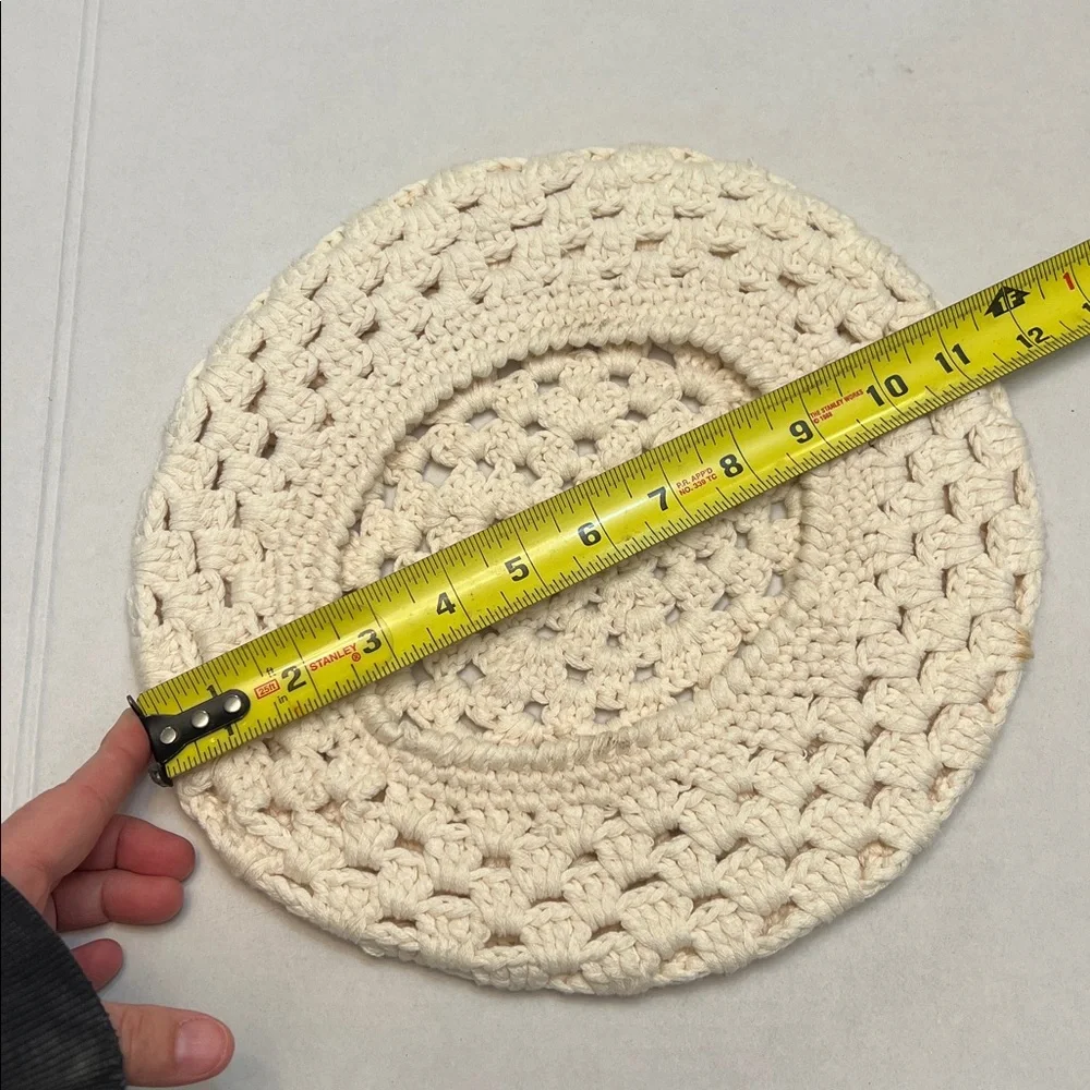 CREAM -OFF WHITE CHUNKY BERET CAP WOMENS COTTON BLEND BEANIE CROCHET KNIT HAT - Picture 7 of 7
